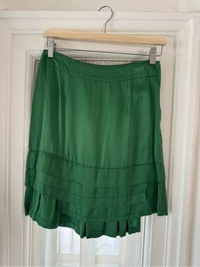 Zucca Green Tiered Silk Mini Skirt